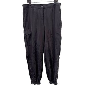 Chicos Black Casablanca Silk Blend‎ Satin Ultimate Cargo Pants L (3)